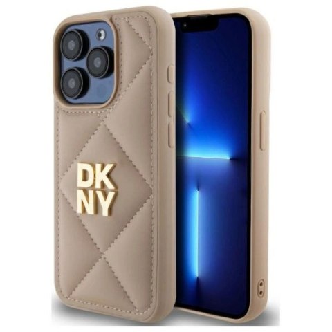 Etui DKNY Quilted Stack Logo na iPhone 15 Pro - beżowe DKNY