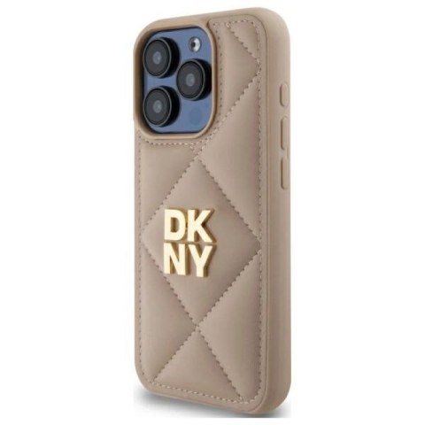 Etui DKNY Quilted Stack Logo na iPhone 15 Pro - beżowe DKNY