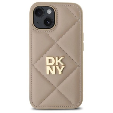Etui DKNY Quilted Stack Logo na iPhone 15 - beżowe DKNY