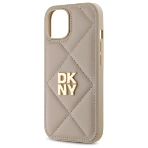 Etui DKNY Quilted Stack Logo na iPhone 15 - beżowe DKNY