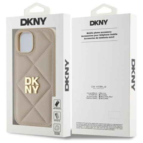 Etui DKNY Quilted Stack Logo na iPhone 15 - beżowe DKNY