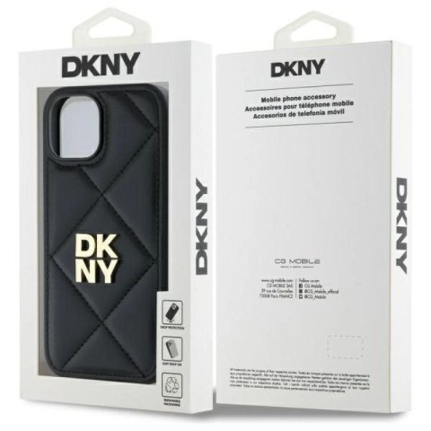 Etui DKNY Quilted Stack Logo na iPhone 15 - czarne DKNY
