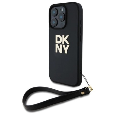Etui DKNY Wrist Strap Stock Logo na iPhone 16 Pro - czarne DKNY