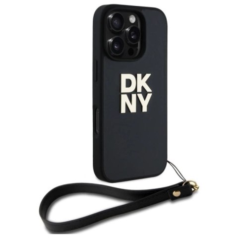Etui DKNY Wrist Strap Stock Logo na iPhone 16 Pro - czarne DKNY