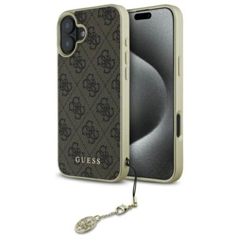 Etui Guess 4G Charms Collection na iPhone 16 Plus - brązowe Guess