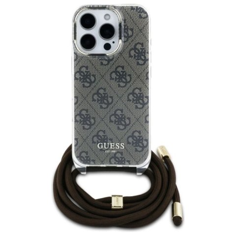 Etui Guess Crossbody Cord 4G Print na iPhone 16 Pro - brązowe Guess