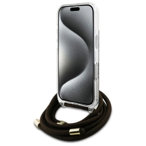 Etui Guess Crossbody Cord 4G Print na iPhone 16 Pro - brązowe Guess