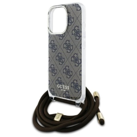 Etui Guess Crossbody Cord 4G Print na iPhone 16 Pro - brązowe Guess