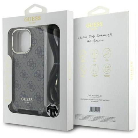 Etui Guess Crossbody Cord 4G Print na iPhone 16 Pro - brązowe Guess