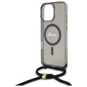 Etui Guess Crossbody Cord Script MagSafe na iPhone 16 Pro - czarne Guess