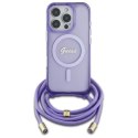 Etui Guess Crossbody Cord Script MagSafe na iPhone 16 Pro - fioletowe Guess