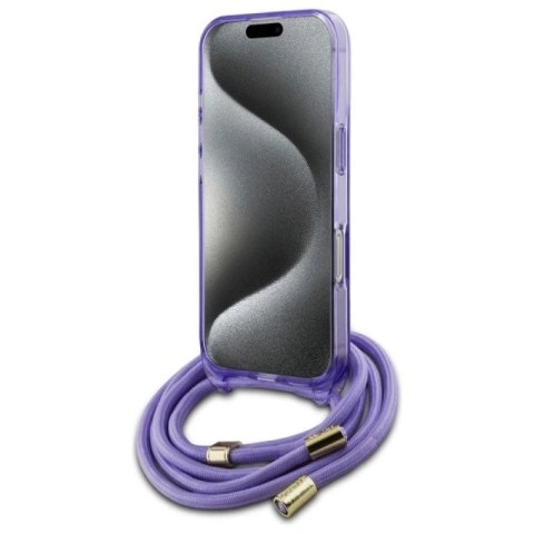 Etui Guess Crossbody Cord Script MagSafe na iPhone 16 Pro - fioletowe Guess