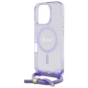 Etui Guess Crossbody Cord Script MagSafe na iPhone 16 Pro - fioletowe Guess