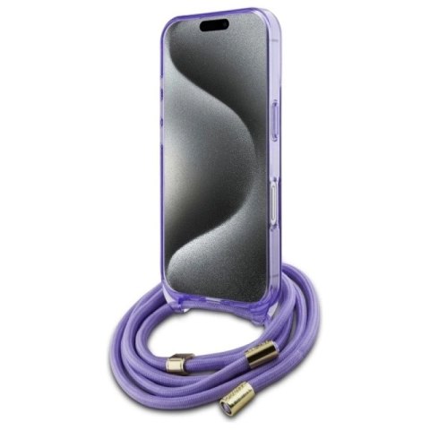 Etui Guess Crossbody Cord Script MagSafe na iPhone 16 - fioletowe Guess