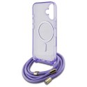 Etui Guess Crossbody Cord Script MagSafe na iPhone 16 - fioletowe Guess