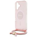 Etui Guess Crossbody Cord Script MagSafe na iPhone 16 - różowe Guess