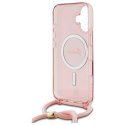 Etui Guess Crossbody Cord Script MagSafe na iPhone 16 - różowe Guess