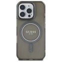 Etui Guess IML Glitter Circle MagSafe na iPhone 16 Pro Max - czarne Guess
