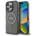 Etui Guess IML Glitter Circle MagSafe na iPhone 16 Pro - czarne Guess