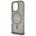 Etui Guess IML Glitter Circle MagSafe na iPhone 16 Pro - czarne Guess