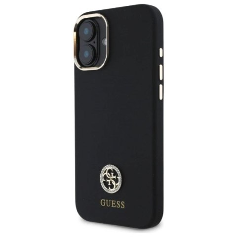 Etui Guess Silicone Logo Strass 4G na iPhone 16 - czarne Guess
