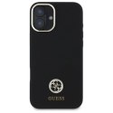 Etui Guess Silicone Logo Strass 4G na iPhone 16 - czarne Guess