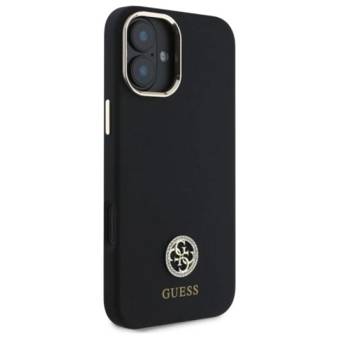 Etui Guess Silicone Logo Strass 4G na iPhone 16 - czarne Guess