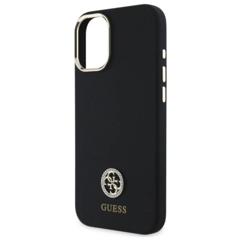 Etui Guess Silicone Logo Strass 4G na iPhone 16 - czarne Guess