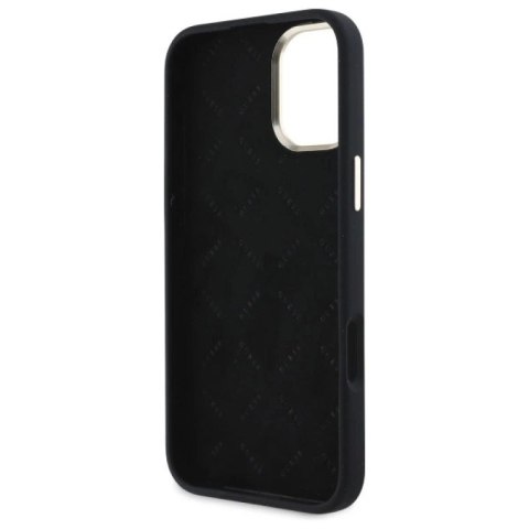 Etui Guess Silicone Logo Strass 4G na iPhone 16 - czarne Guess