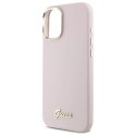Etui Guess Silicone Script Metal Logo & Frame na iPhone 16 - różowe Guess