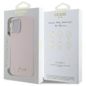 Etui Guess Silicone Script Metal Logo & Frame na iPhone 16 - różowe Guess