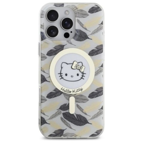 Etui Hello Kitty IML Golden Leaves MagSafe na iPhone 16 Pro Max - białe Hello Kitty