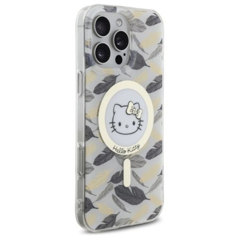 Etui Hello Kitty IML Golden Leaves MagSafe na iPhone 16 Pro Max - białe Hello Kitty
