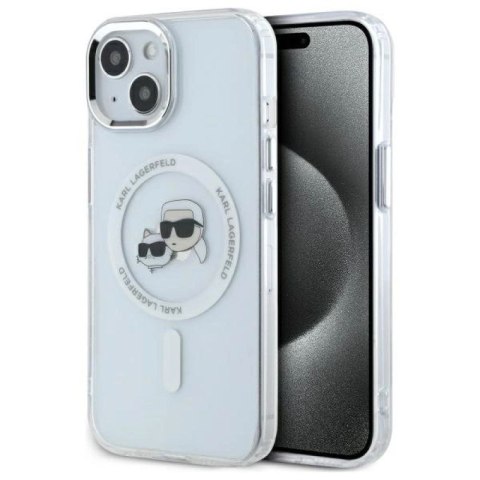Etui Karl Lagerfeld IML Metal Karl&Choupette Head MagSafe na iPhone 14 - białe Karl Lagerfeld