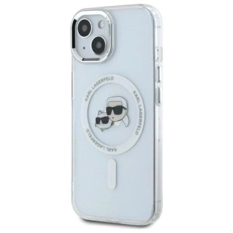 Etui Karl Lagerfeld IML Metal Karl&Choupette Head MagSafe na iPhone 14 - białe Karl Lagerfeld