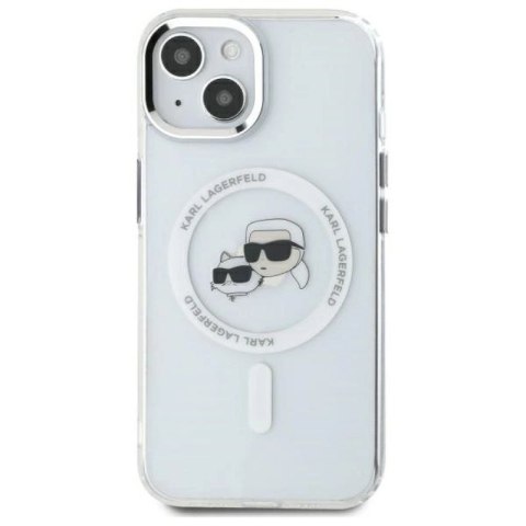 Etui Karl Lagerfeld IML Metal Karl&Choupette Head MagSafe na iPhone 14 - białe Karl Lagerfeld