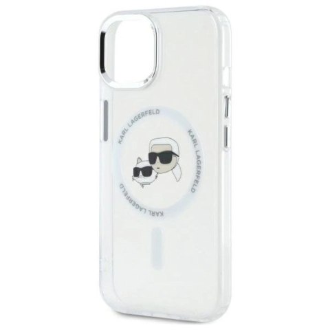 Etui Karl Lagerfeld IML Metal Karl&Choupette Head MagSafe na iPhone 14 - białe Karl Lagerfeld