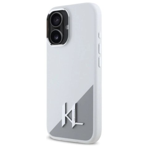 Etui Karl Lagerfeld Silicone Initial Metal Logo MagSafe na iPhone 16 - białe Karl Lagerfeld