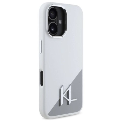 Etui Karl Lagerfeld Silicone Initial Metal Logo MagSafe na iPhone 16 - białe Karl Lagerfeld