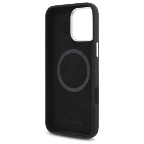 Etui Mercedes Silicone Tonal Logo Wood Pattern MagSafe na iPhone 16 Pro Max - czarne Mercedes