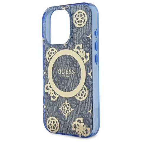 Guess GUHMP16XH4PYEEB iPhone 16 Pro Max 6.9" niebieski/blue hardcase IML Peony On 4G Background MagSafe Guess