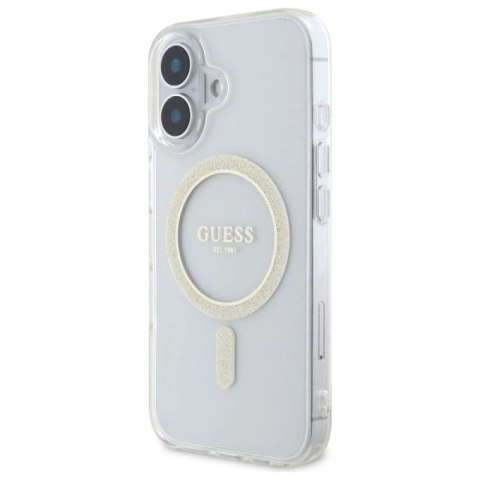 Guess GUHMP16MHFGERET iPhone 16 Plus 6.7" przeźroczysty/transparent hardcase IML Glitter Circle MagSafe Guess