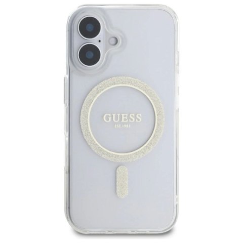 Guess GUHMP16MHFGERET iPhone 16 Plus 6.7" przeźroczysty/transparent hardcase IML Glitter Circle MagSafe Guess