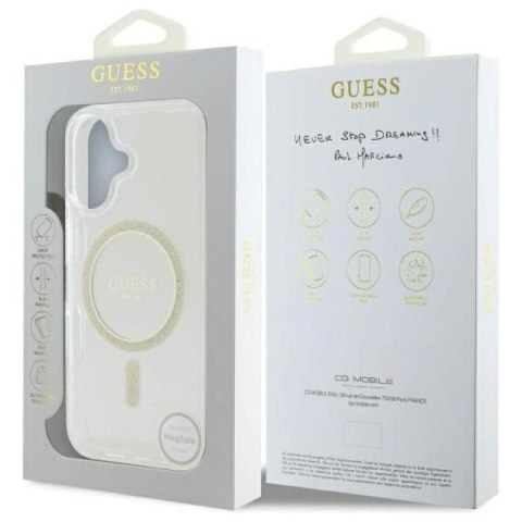 Guess GUHMP16MHFGERET iPhone 16 Plus 6.7" przeźroczysty/transparent hardcase IML Glitter Circle MagSafe Guess