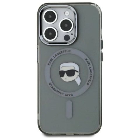Karl Lagerfeld KLHMP15XHLSKIK iPhone 15 Pro Max 6.7" czarny/black hardcase IML Metal Karl Head MagSafe WD