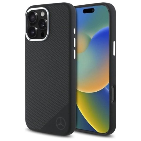 Mercedes MEHMP16L23SUGDK iPhone 16 Pro 6.3" czarny/black hardcase Silicone Tonal Logo Wood Pattern MagSafe Mercedes