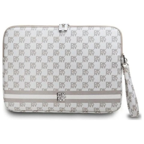 Pokrowiec na laptopa DKNY Sleeve Checkered Pattern Printed Stripes 14" - beżowy DKNY