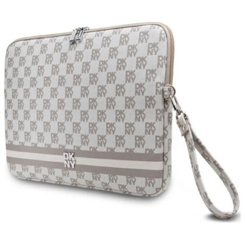 Pokrowiec na laptopa DKNY Sleeve Checkered Pattern Printed Stripes 14" - beżowy DKNY