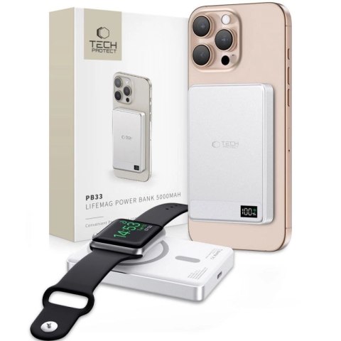 Powerbank Tech-Protect PB33 LifeMag MagSafe 5000mAH - srebrny Tech-Protect