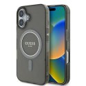 Etui Guess IML Glitter Circle MagSafe na iPhone 16 - czarne Guess